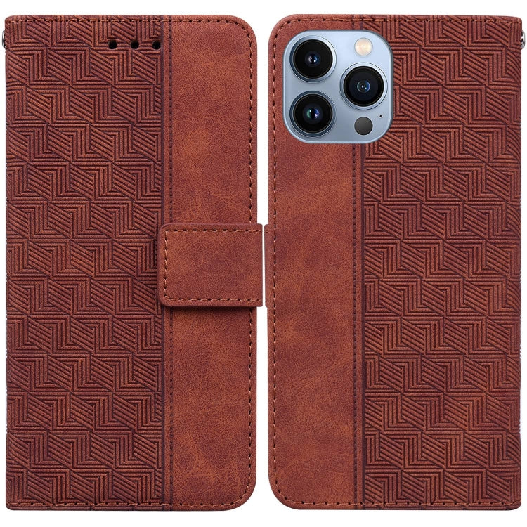 For iPhone 13 Pro Max Geometric Embossed Leather Phone Case
