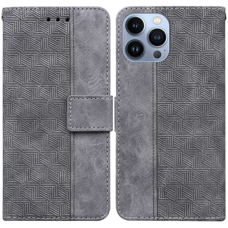 For iPhone 13 Pro Max Geometric Embossed Leather Phone Case
