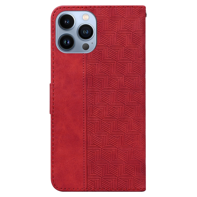 For iPhone 13 Pro Max Geometric Embossed Leather Phone Case