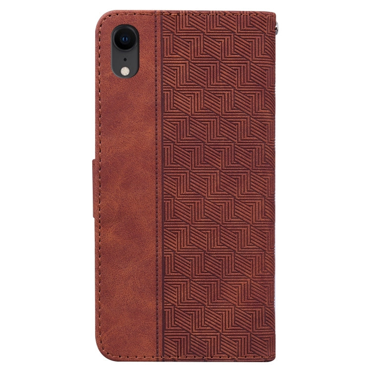 For iPhone XR Geometric Embossed Leather Phone Case