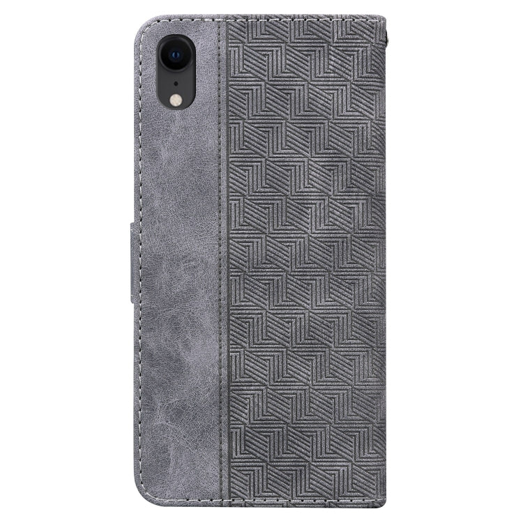 For iPhone XR Geometric Embossed Leather Phone Case