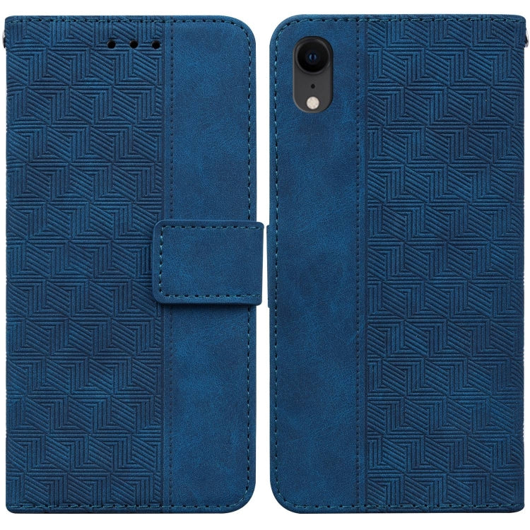 For iPhone XR Geometric Embossed Leather Phone Case