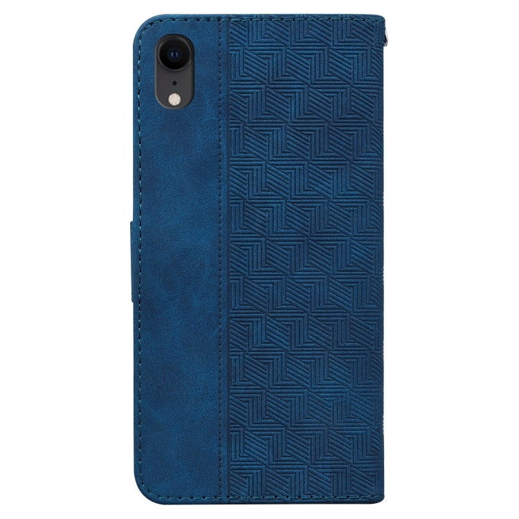 For iPhone XR Geometric Embossed Leather Phone Case