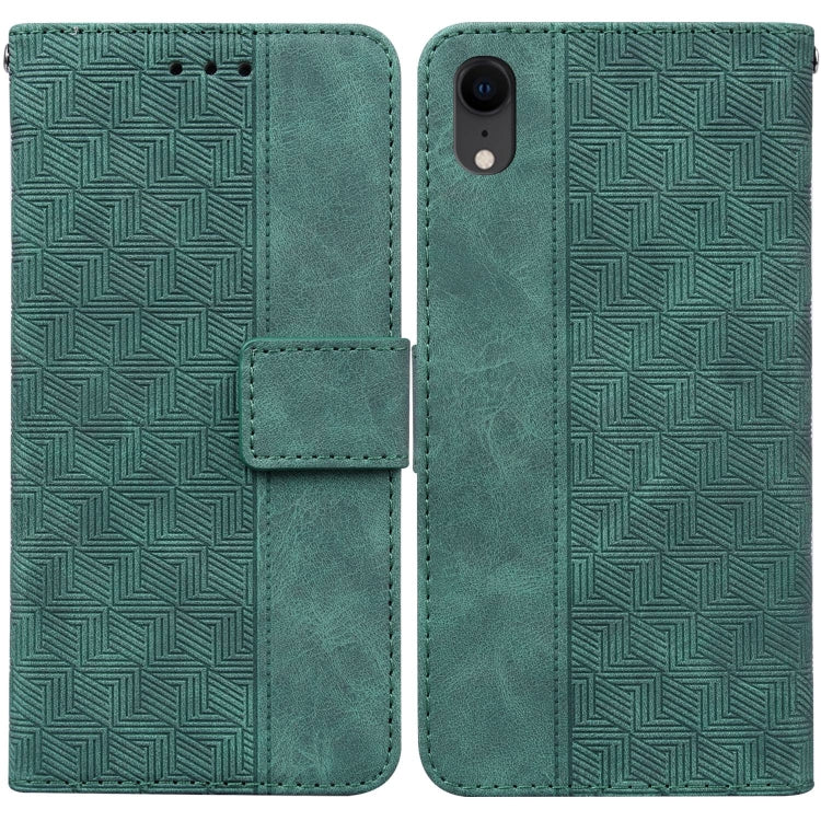 For iPhone XR Geometric Embossed Leather Phone Case