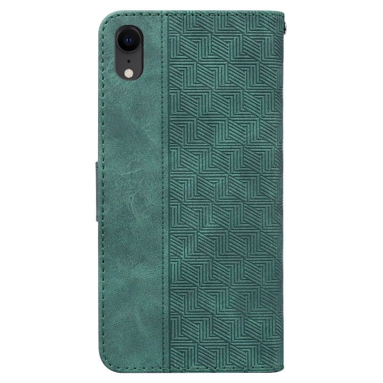 For iPhone XR Geometric Embossed Leather Phone Case
