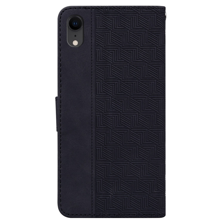 For iPhone XR Geometric Embossed Leather Phone Case