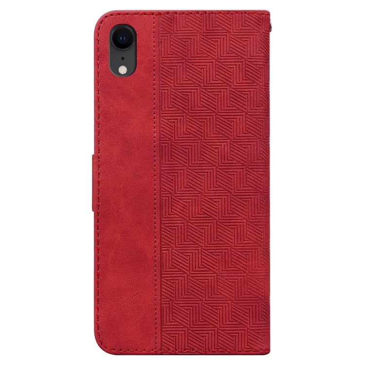 For iPhone XR Geometric Embossed Leather Phone Case