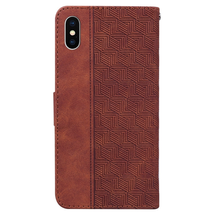 For iPhone XS Max Geometric Embossed Leather Phone Case