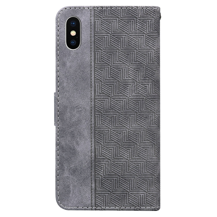 For iPhone XS Max Geometric Embossed Leather Phone Case