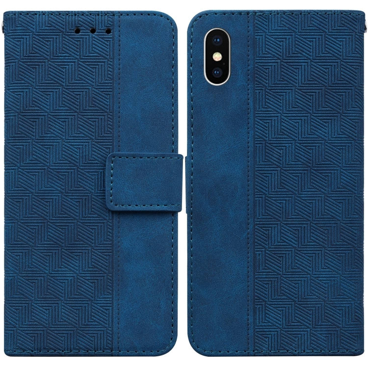 For iPhone XS Max Geometric Embossed Leather Phone Case