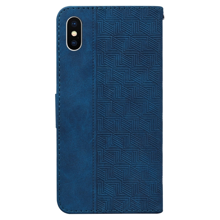 For iPhone XS Max Geometric Embossed Leather Phone Case