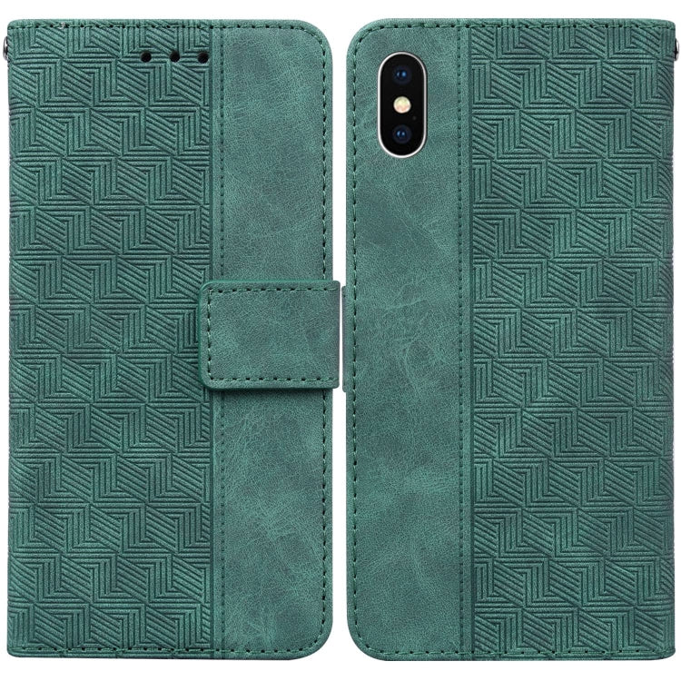 For iPhone XS Max Geometric Embossed Leather Phone Case