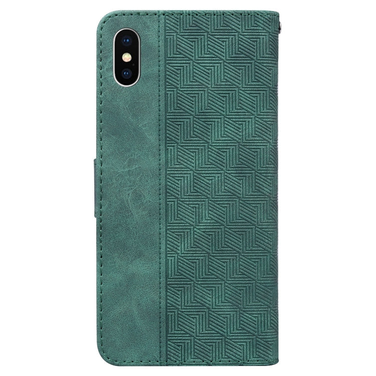 For iPhone XS Max Geometric Embossed Leather Phone Case