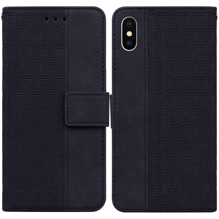 For iPhone XS Max Geometric Embossed Leather Phone Case