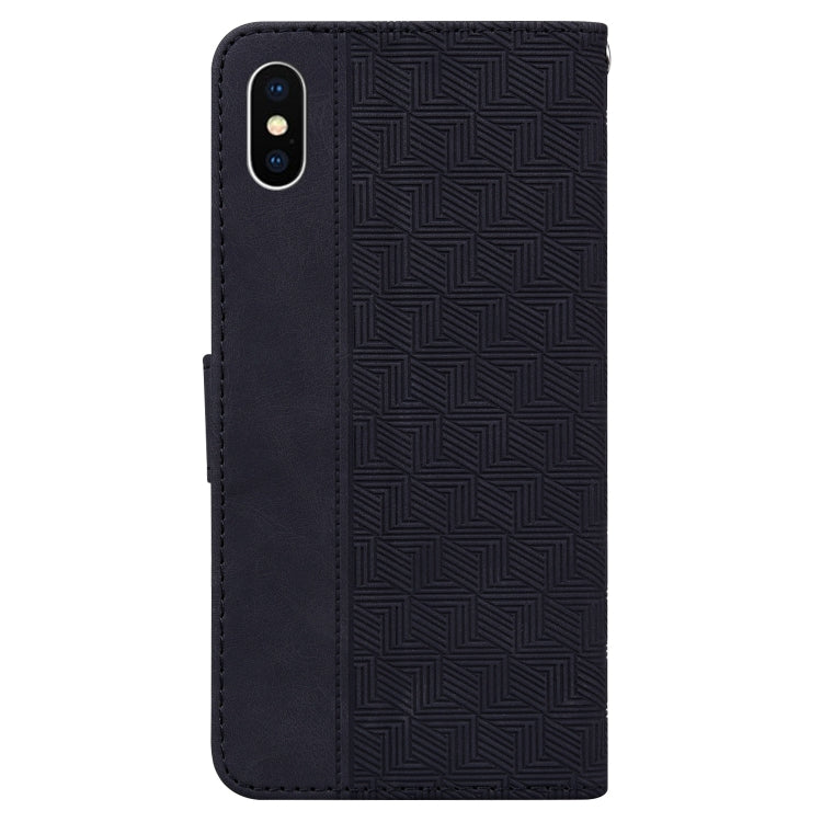 For iPhone XS Max Geometric Embossed Leather Phone Case
