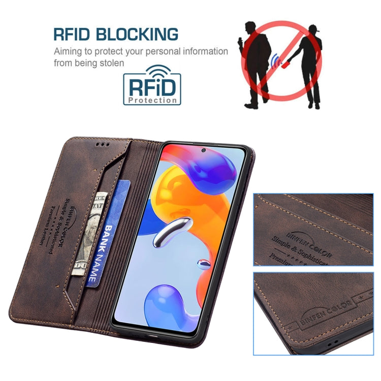 For Xiaomi Redmi Note 11 Pro International Version Magnetic RFID Blocking Anti-Theft Leather Phone Case
