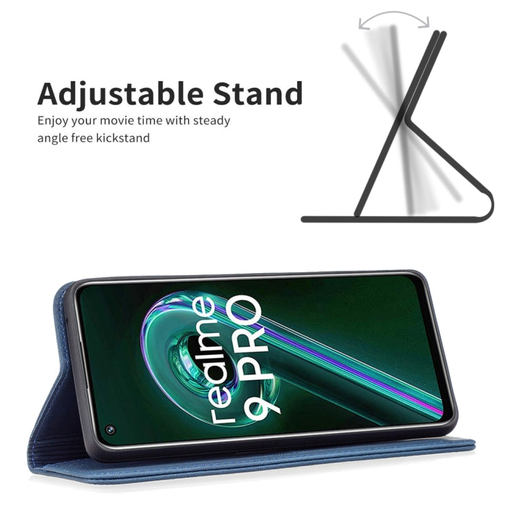 For OPPO Realme 9 Pro Magnetic RFID Blocking Anti-Theft Leather Case with Holder & Card Slots & Wallet