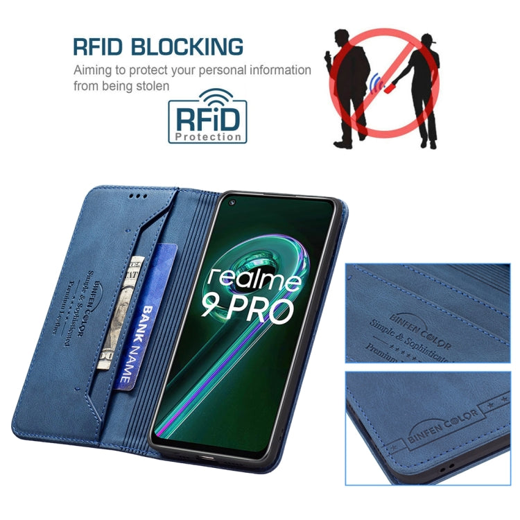 For OPPO Realme 9 Pro Magnetic RFID Blocking Anti-Theft Leather Case with Holder & Card Slots & Wallet