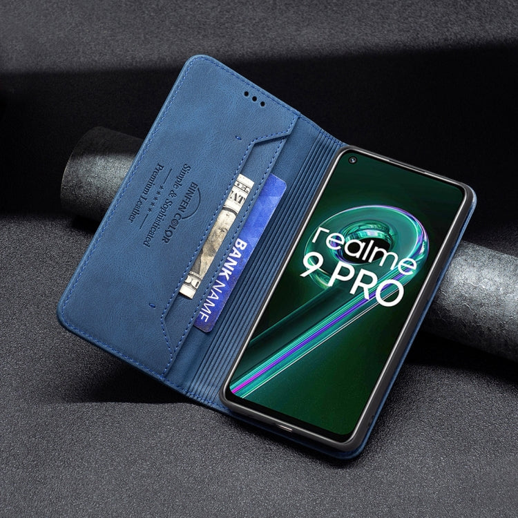 For OPPO Realme 9 Pro Magnetic RFID Blocking Anti-Theft Leather Case with Holder & Card Slots & Wallet