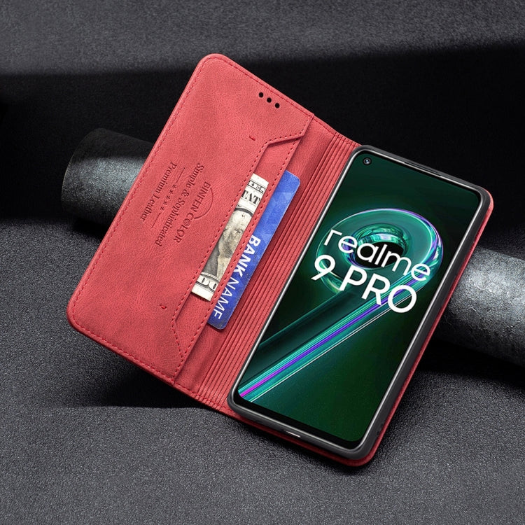For OPPO Realme 9 Pro Magnetic RFID Blocking Anti-Theft Leather Case with Holder & Card Slots & Wallet