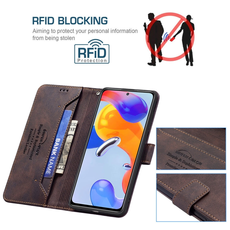 For Xiaomi Redmi Note 11 Pro International Version Magnetic Clasp RFID Blocking Anti-Theft Leather Case