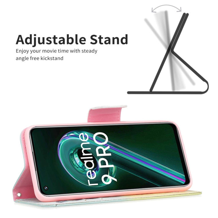 For OPPO Realme 9 Pro Colored Drawing Pattern Horizontal Flip Leather Case with Holder & Card Slots & Wallet