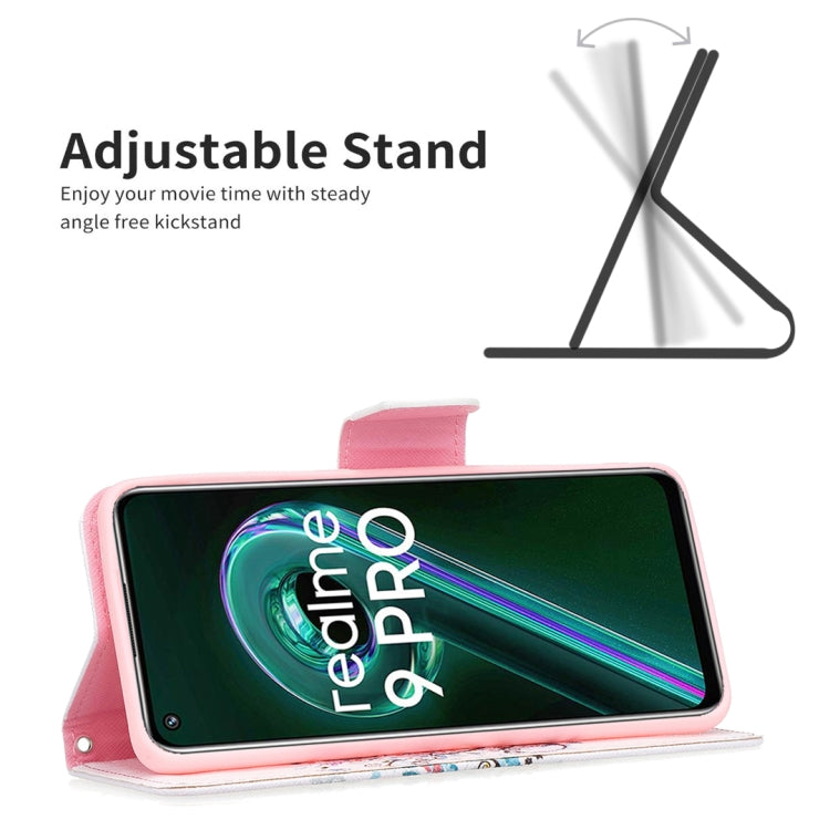 For OPPO Realme 9 Pro Colored Drawing Pattern Horizontal Flip Leather Case with Holder & Card Slots & Wallet