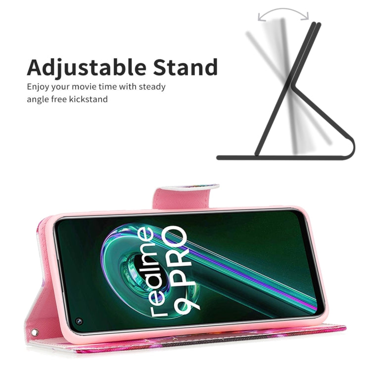 For OPPO Realme 9 Pro Colored Drawing Pattern Horizontal Flip Leather Case with Holder & Card Slots & Wallet