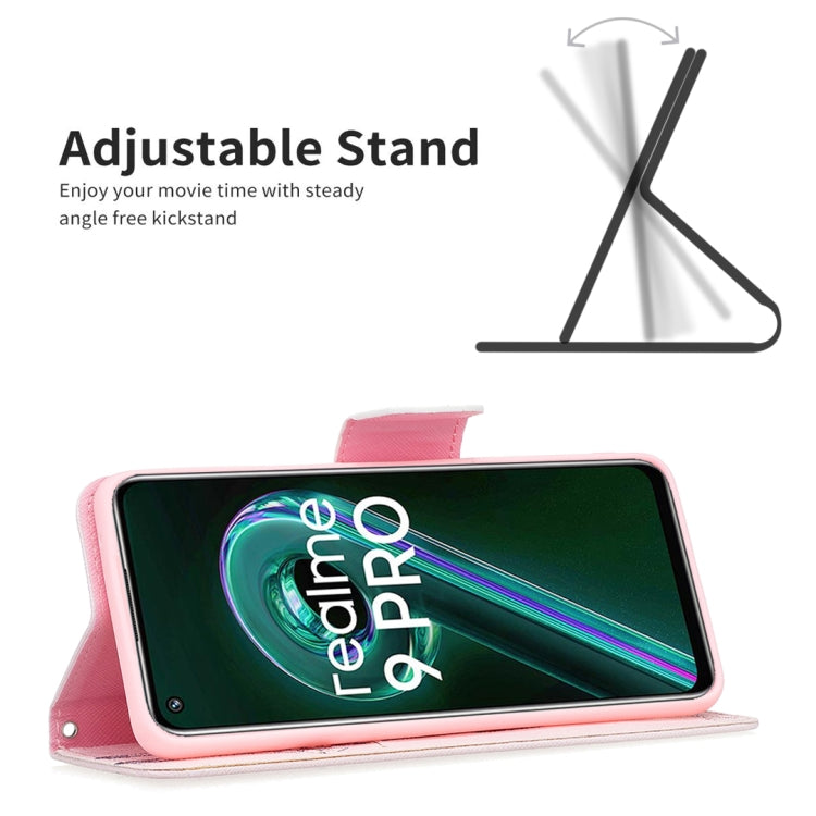 For OPPO Realme 9 Pro Colored Drawing Pattern Horizontal Flip Leather Case with Holder & Card Slots & Wallet