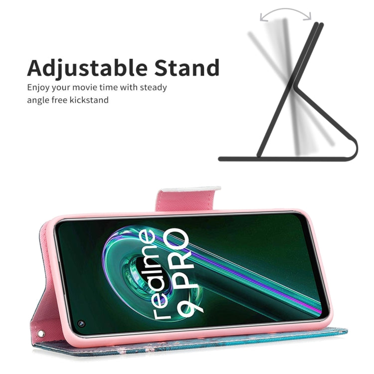 For OPPO Realme 9 Pro Colored Drawing Pattern Horizontal Flip Leather Case with Holder & Card Slots & Wallet
