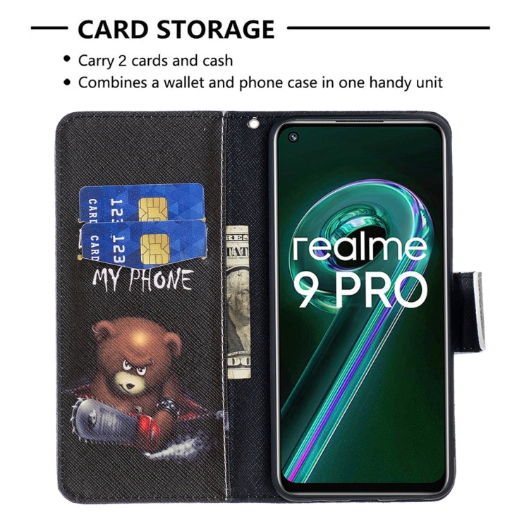 For OPPO Realme 9 Pro Colored Drawing Pattern Horizontal Flip Leather Case with Holder & Card Slots & Wallet