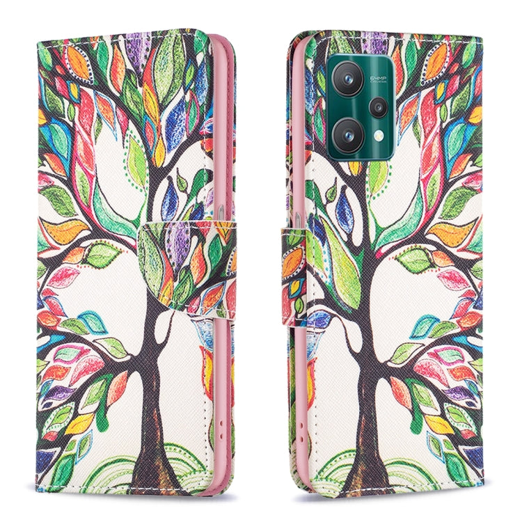 For OPPO Realme 9 Pro Colored Drawing Pattern Horizontal Flip Leather Case with Holder & Card Slots & Wallet