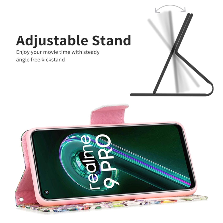 For OPPO Realme 9 Pro Colored Drawing Pattern Horizontal Flip Leather Case with Holder & Card Slots & Wallet