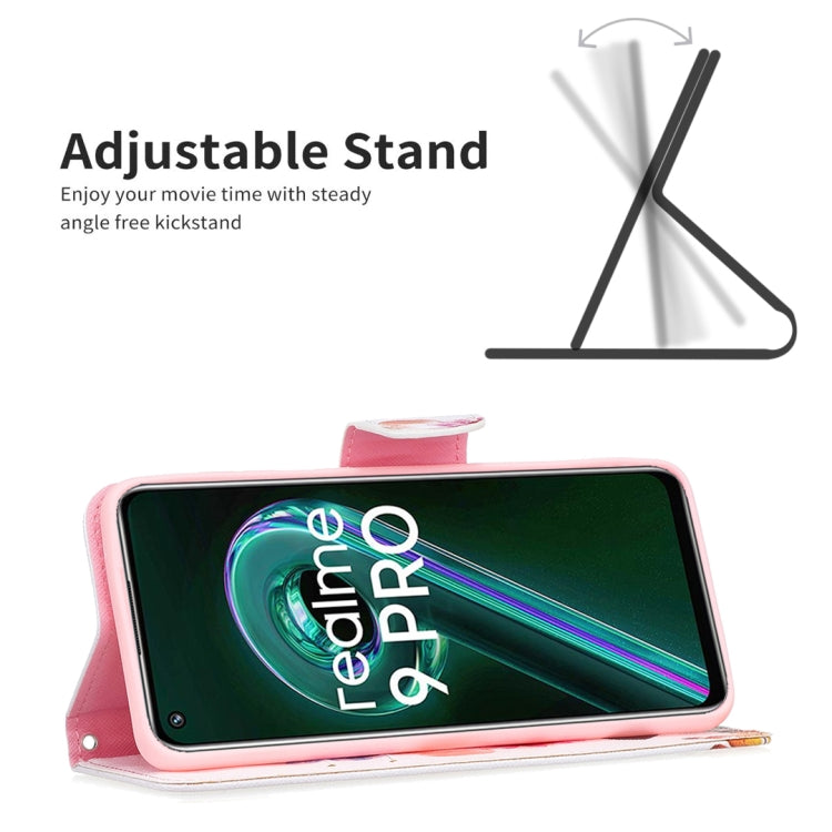 For OPPO Realme 9 Pro Colored Drawing Pattern Horizontal Flip Leather Case with Holder & Card Slots & Wallet
