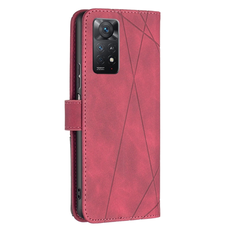 For Xiaomi Redmi Note 11 Pro International Version Rhombus Texture Magnetic Buckle Horizontal Flip Leather Phone Case