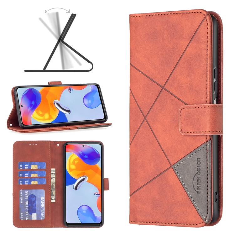 For Xiaomi Redmi Note 11 Pro International Version Rhombus Texture Magnetic Buckle Horizontal Flip Leather Phone Case