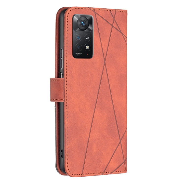 For Xiaomi Redmi Note 11 Pro International Version Rhombus Texture Magnetic Buckle Horizontal Flip Leather Phone Case