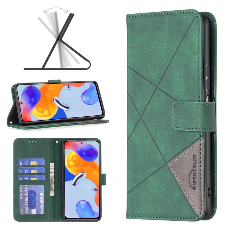 For Xiaomi Redmi Note 11 Pro International Version Rhombus Texture Magnetic Buckle Horizontal Flip Leather Phone Case