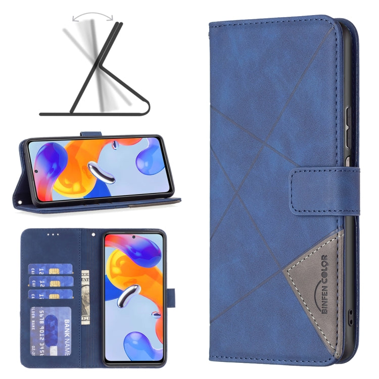 For Xiaomi Redmi Note 11 Pro International Version Rhombus Texture Magnetic Buckle Horizontal Flip Leather Phone Case