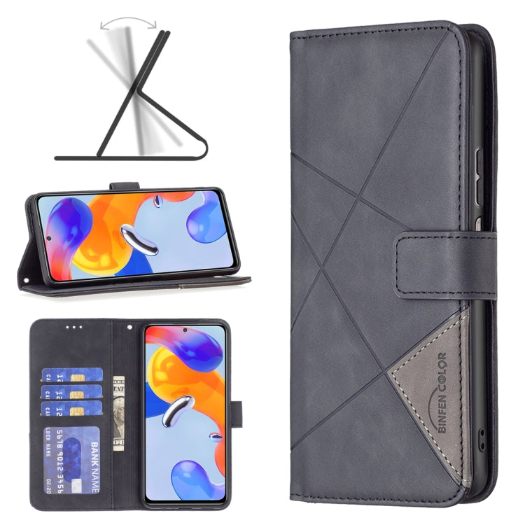 For Xiaomi Redmi Note 11 Pro International Version Rhombus Texture Magnetic Buckle Horizontal Flip Leather Phone Case