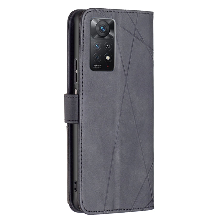 For Xiaomi Redmi Note 11 Pro International Version Rhombus Texture Magnetic Buckle Horizontal Flip Leather Phone Case