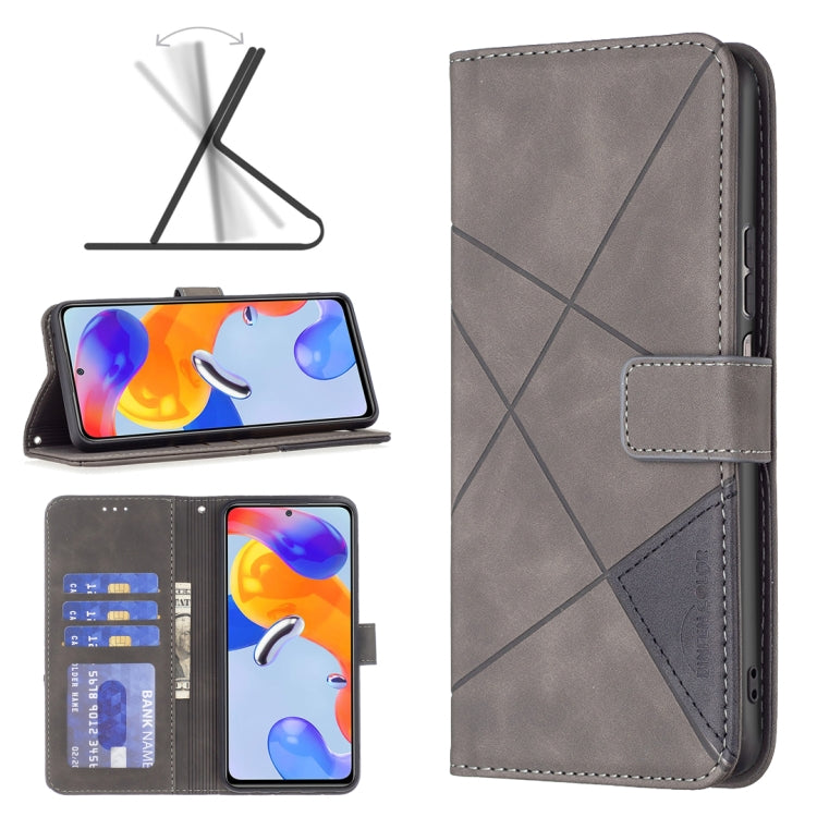 For Xiaomi Redmi Note 11 Pro International Version Rhombus Texture Magnetic Buckle Horizontal Flip Leather Phone Case