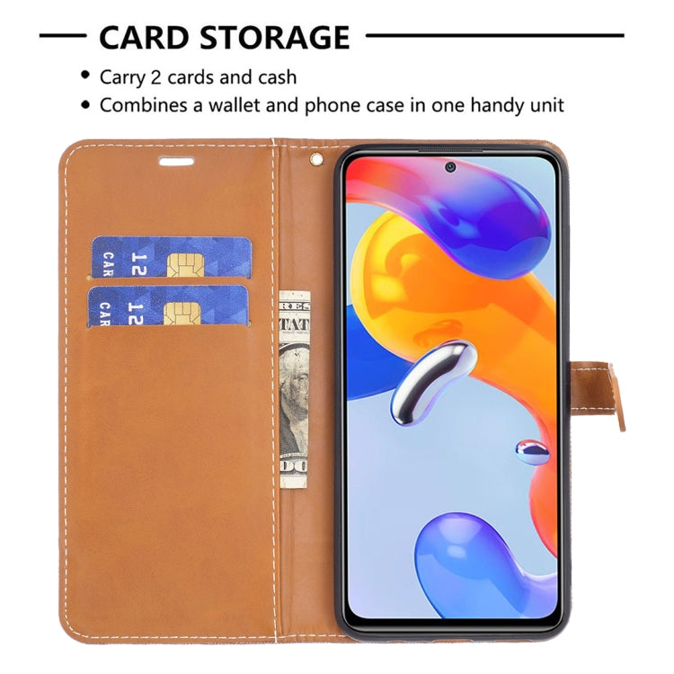 For Xiaomi Redmi Note 11 Pro International Version Color Matching Denim Texture Leather Phone Case