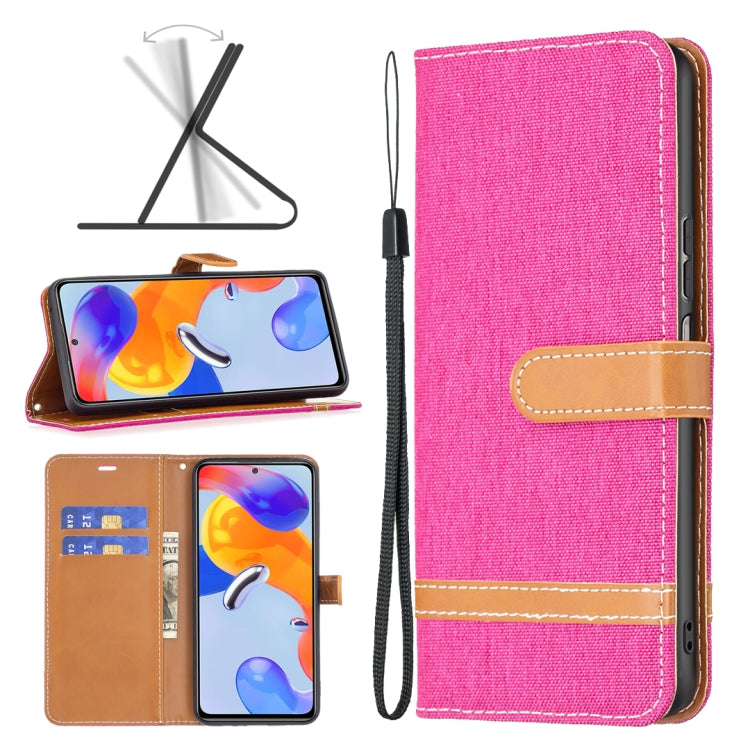 For Xiaomi Redmi Note 11 Pro International Version Color Matching Denim Texture Leather Phone Case