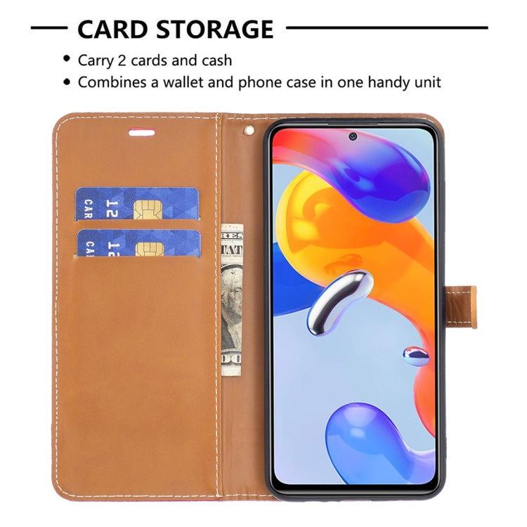 For Xiaomi Redmi Note 11 Pro International Version Color Matching Denim Texture Leather Phone Case