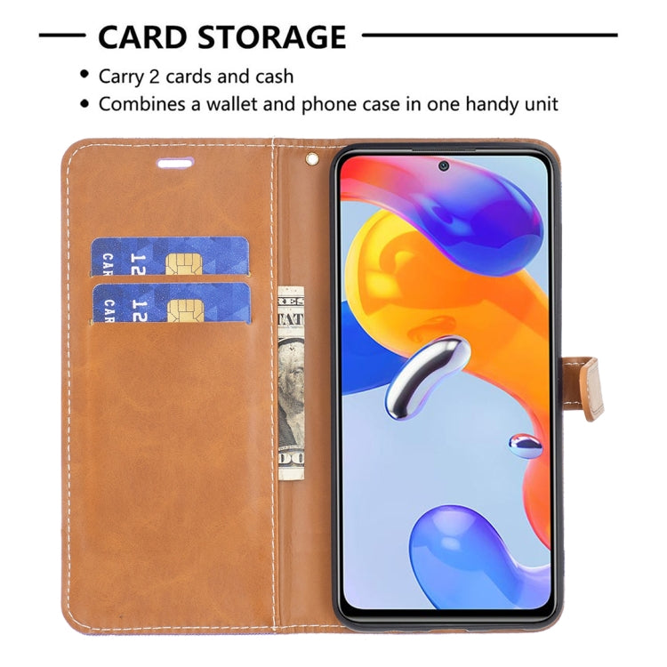 For Xiaomi Redmi Note 11 Pro International Version Color Matching Denim Texture Leather Phone Case