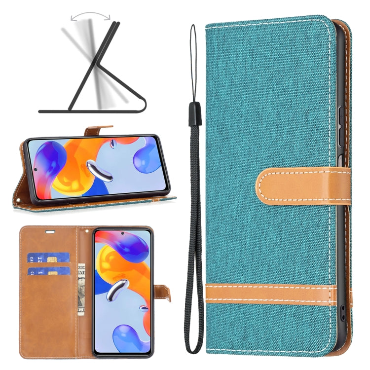 For Xiaomi Redmi Note 11 Pro International Version Color Matching Denim Texture Leather Phone Case