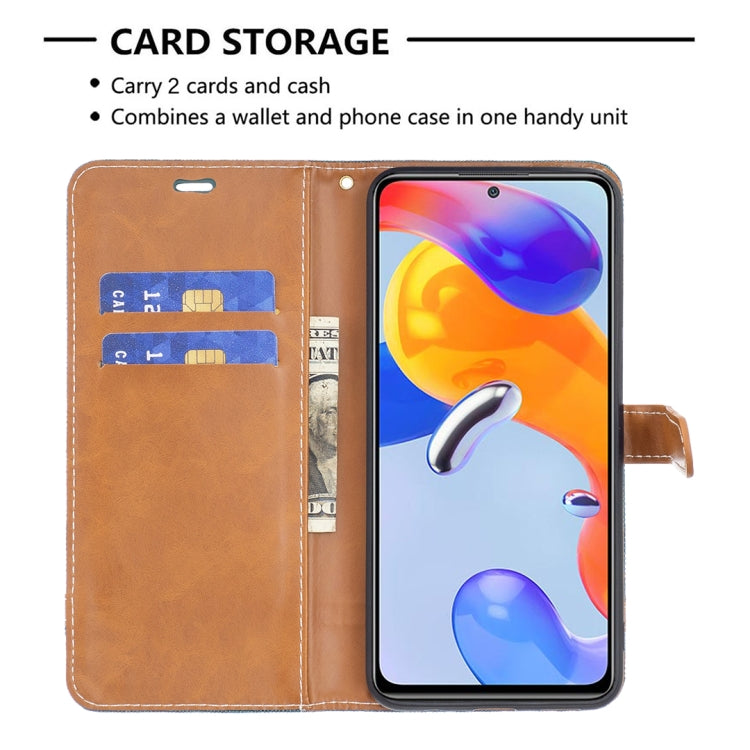 For Xiaomi Redmi Note 11 Pro International Version Color Matching Denim Texture Leather Phone Case
