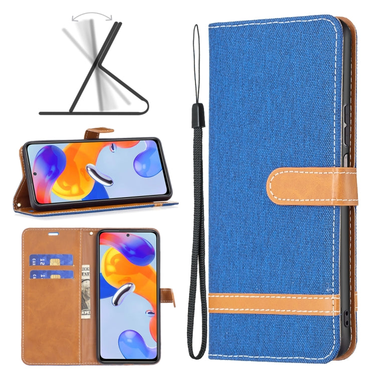 For Xiaomi Redmi Note 11 Pro International Version Color Matching Denim Texture Leather Phone Case