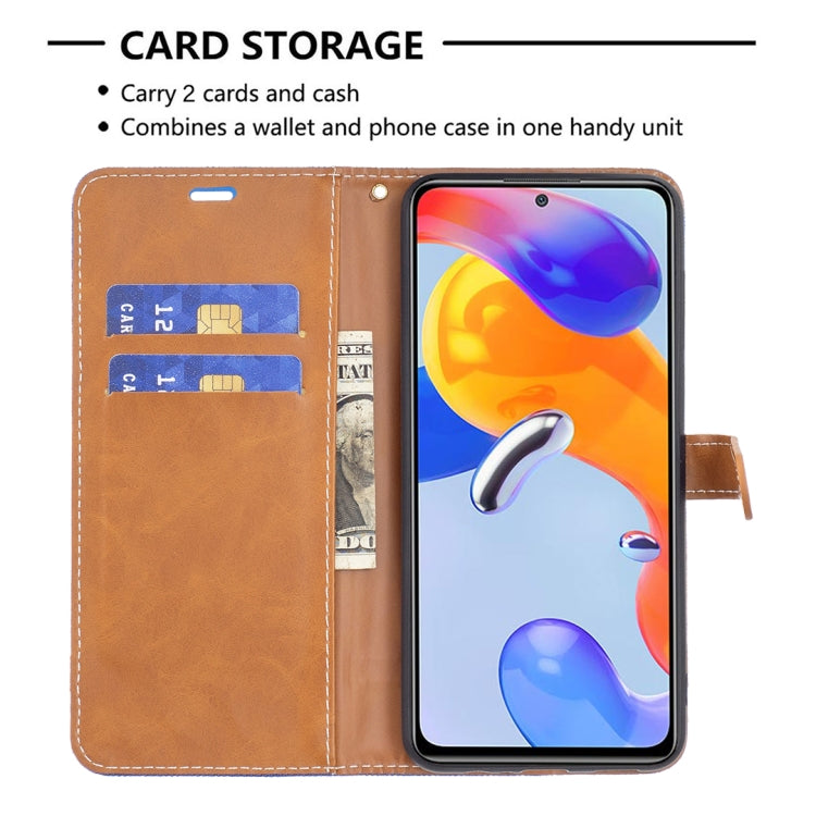 For Xiaomi Redmi Note 11 Pro International Version Color Matching Denim Texture Leather Phone Case